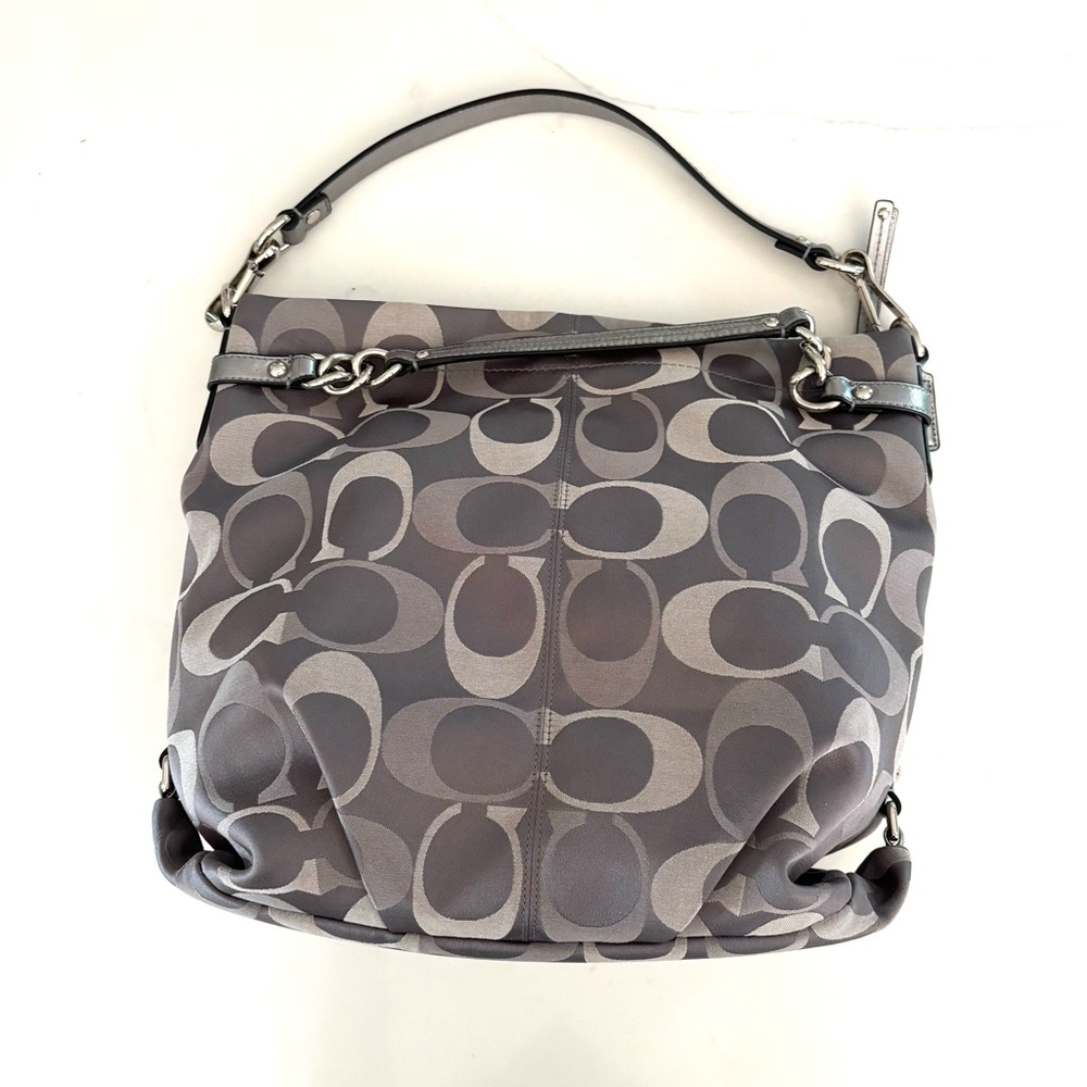 Coach Black and Gray Signature Hobo Bag